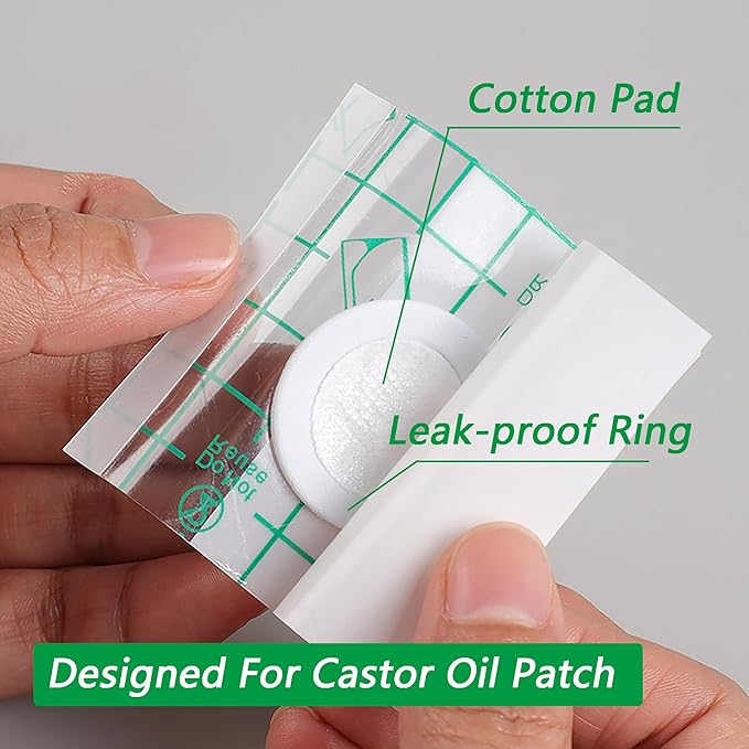 25Pcs Disposable Castor Oil Patches Belly Button, 3.2 x 3.2 Inches Castor Oil Pack Wrap for Belly Button High-Absorbent Self-Adhesive Easy to Use (Oil Not Included) White