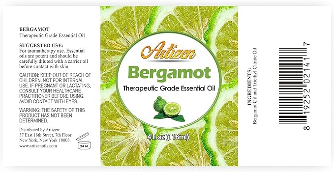 Artizen Bergamot Essential Oil 4oz – Bergamot Aromatherapy Oil
