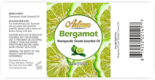 Artizen Bergamot Essential Oil 4oz – Bergamot Aromatherapy Oil