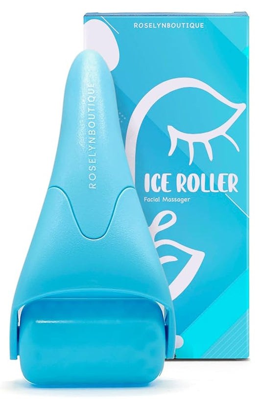 ROSELYNBOUTIQUE Ice Roller for Face Wrinkles Fine Lines Puffiness Stick Massager Facial Skin Care Tools Self Care Gifts for Men Women (Blue)