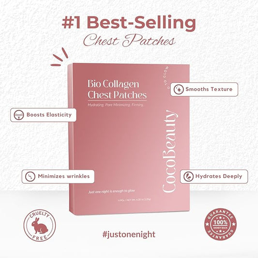 Bio-Collagen Chest Wrinkle Pads – Anti Wrinkle Patches for Décolleté – Overnight Wrinkle Patches for Smooth & Firm Skin (16 units)