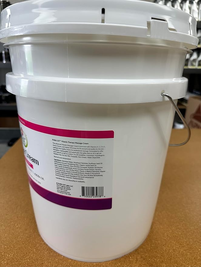 Vitamin Therapy Massage Cream, Massage Cream for Physical Therapy and Deep Tissue, Unscented, 5 Gallon