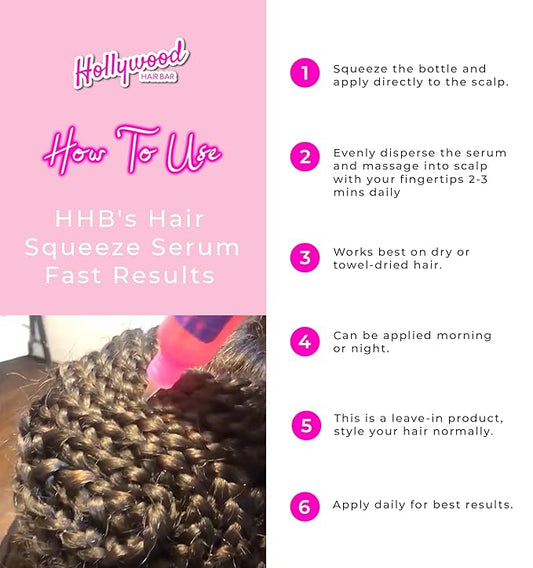 Hollywood Hair Bar | Hair Oil Regrowth Serum - Regular Strength, Made with All-Natural Essential Oils (Squeeze Bottle) 2 oz