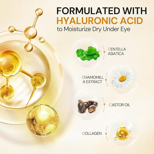 Under Eye Patches, 10 Pairs Gold Collagen Eye Gels Mask, Reduce Dark Circles, Wrinkles Puffy & Bags, Anti-aging Moisturizing Eye Mask by KUTDEP