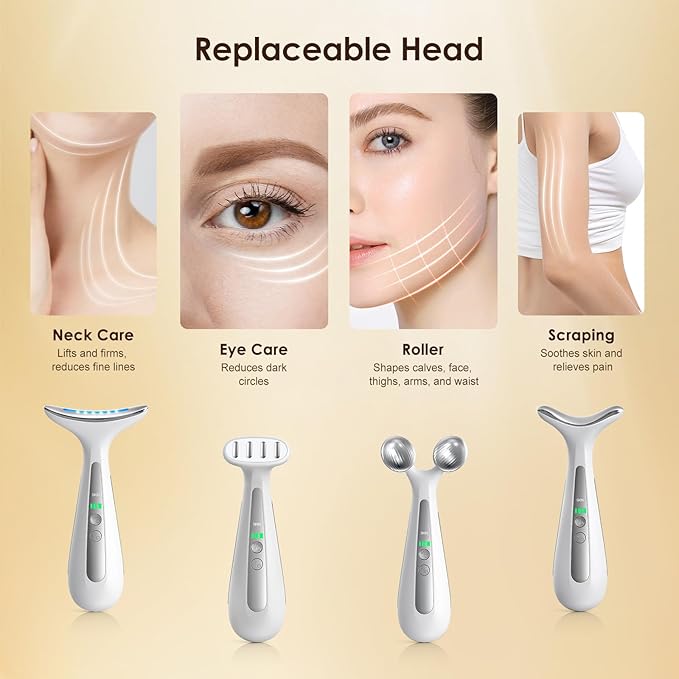 Multi-Functional Beauty Device - 4-in-1 Face, Neck, Eye & Body Massager | Red Light Therapy | Skin Lifting & Firming | Wrinkle & Dark Circle Reducer | Portable Face Sculpting Tool