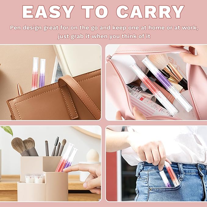 Meschett 2PCS Cuticle Oil Pens for Nail Care,Cuticle Revitalizer Oil Pen with Soft Brush,Cuticle Oil to Prevent Nail Cracking and Dry (Cherry & Lavender Flavor)