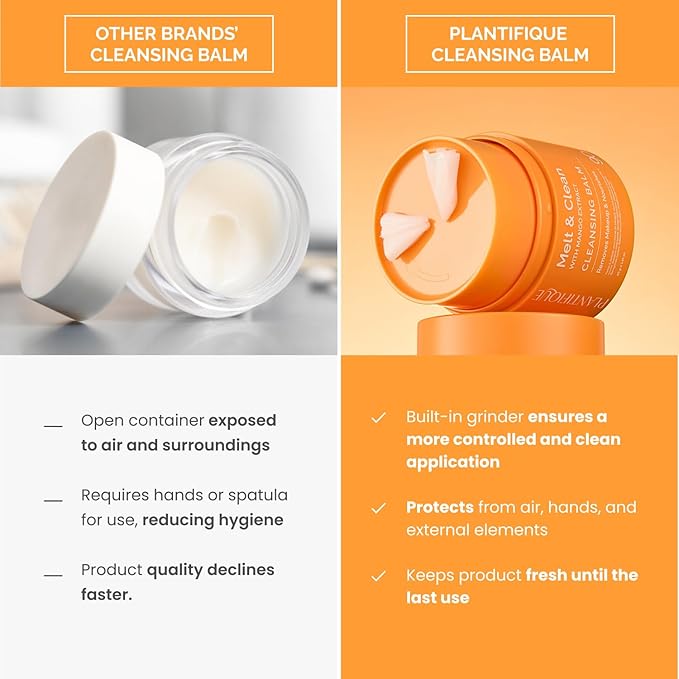 PLANTIFIQUE Korean Cleansing Balm Makeup Remover with Mango, Hyaluronic Acid, and Ceramide - Nourishing Melting Cleanser for All Skin Types, 1.41 oz / 40 g