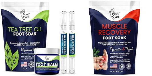 Toenail Repair Pedicure Kit with Muscle Relief Foot Soak with Epsom Salts - All Natural Salts for Post Workout Recovery - Softens Calluses - Soothes Sore Tired Feet