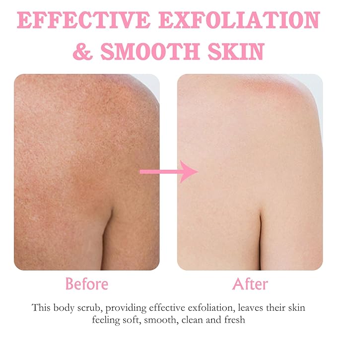 Body Scrub & Body Gel 2 in 1, Body Exfoliator Pink Frosted Salt Texture Effectively Removes Old Cuticles Clear Exfoliating Gel Deep Moisturizing Soothing Skin