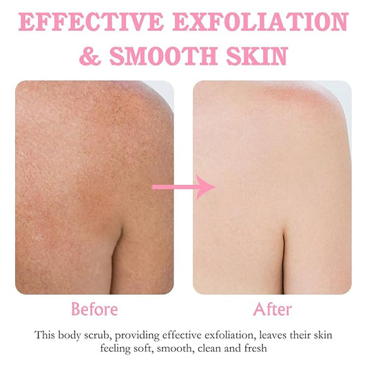 Body Scrub & Body Gel 2 in 1, Body Exfoliator Pink Frosted Salt Texture Effectively Removes Old Cuticles Clear Exfoliating Gel Deep Moisturizing Soothing Skin