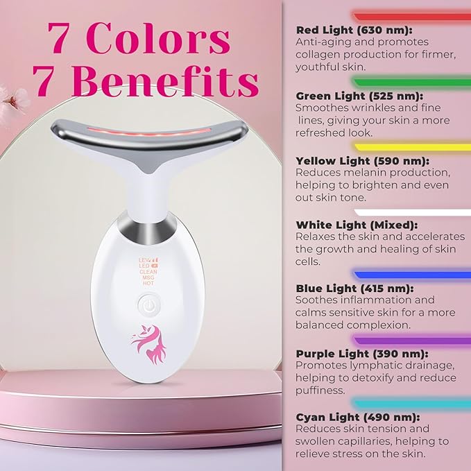 Red Light Therapy for Face, Facial Massager, Double Chin Reducer, Skin Tightening & Anti-Aging Face Lift Device, True Beauty Glow Facial Massager, 7-in-1 LED Facial Sculptor