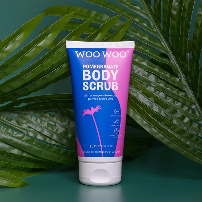 WooWoo - Natural Skin Saviour Pomegranate Body Scrub | Clean + Vegan Intimate Skin Care (5 oz | 150 ml)