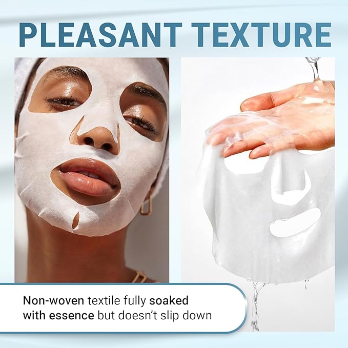 12 Pack of Hyaluronic Acid Face Mask with Peptides Complex - Deep Hydrating & Brightening Facial Sheet Mask - Moisturizing Face Masks Skincare Facial Sheets for All Skin Types