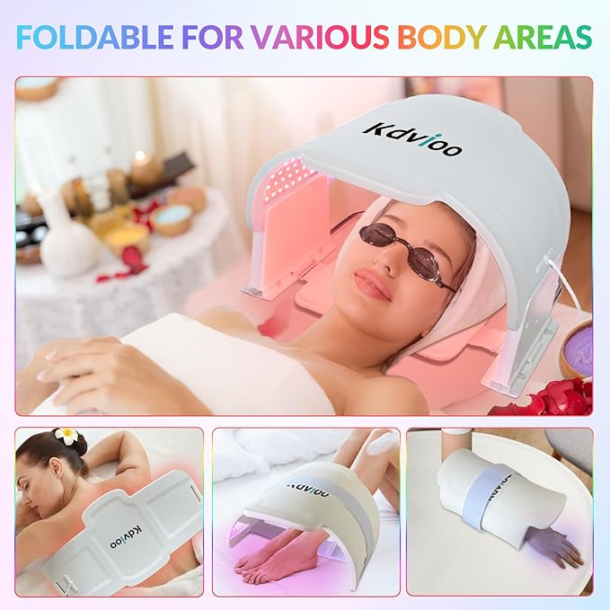 Red Light Therapy for Face & Neck - 7 Color Near Infrared Led Facial Mask Device for Back & Body, Professional Colorful Redlight Phototherapy Beauty Silicone Facemask Machine for Home,GYM