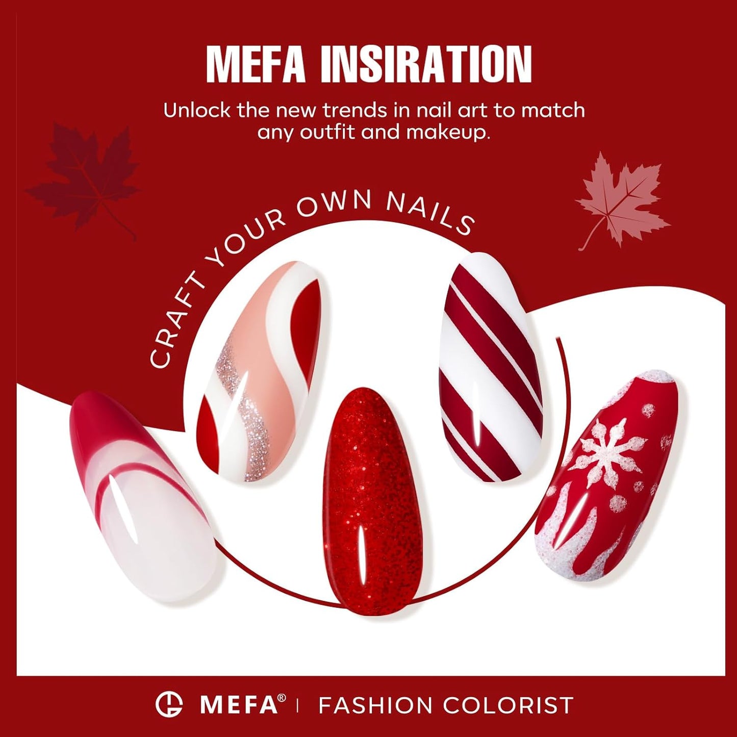 MEFA Red Gel Nail Polish Set, 6 Colors Gel Polish Kit Popular Burgundy Glitter Nail Polish Soak Off Rose Dark Red Shimmer DIY Home Salon Manicure Gifts for Women Girls 2025