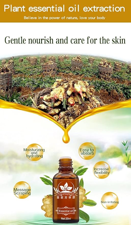 3 Pack Lymphatic Drainage Ginger Oil, Promote Blood Circulation Metabolism SPA Massage Oil.