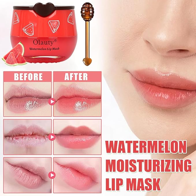 4 PCS Bee Lip Balm Honey Pot,Strawberry&Honey&Watermelon&Apple Lime Lip Sleeping Mask,Hydrating Prevention Dry and Cracked Lip (Honey & Strawberry & Watermelon & Apple Lime)