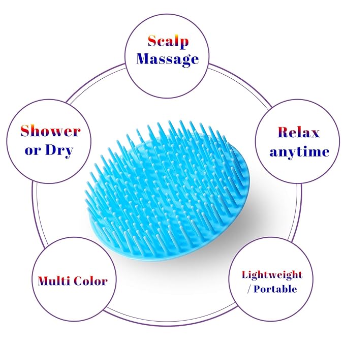 Hair Scalp Exfoliator Brush Dandruff Cleaning Brush, Flexible Scalp Massager Brush, Shower Scalp Shampoo Brush for Home, Office, Travel and Pets.Orange/Green