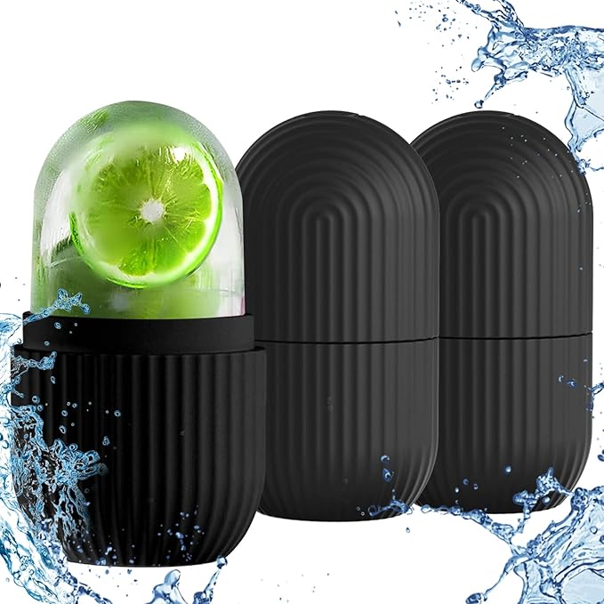 3pcs Ice Cube Roller for Face,Eye,Silicone,Reusable Facial Massager Ice Mold,Brighten Skin Enhancing Natural Glow,De-Puff Eye Bags,Reduce Migraine Pain (Black)