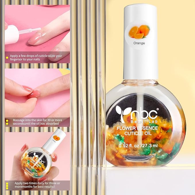 Cuticle Oil, Nail Growth Oil Natural Blend of Jojoba, Vitamin E Nail Cuticle Oil for Repairs Cuticles Overnight Moisturizes and Strengthens Nails Cuticles 2 x 0.92 oz Orange & Rose