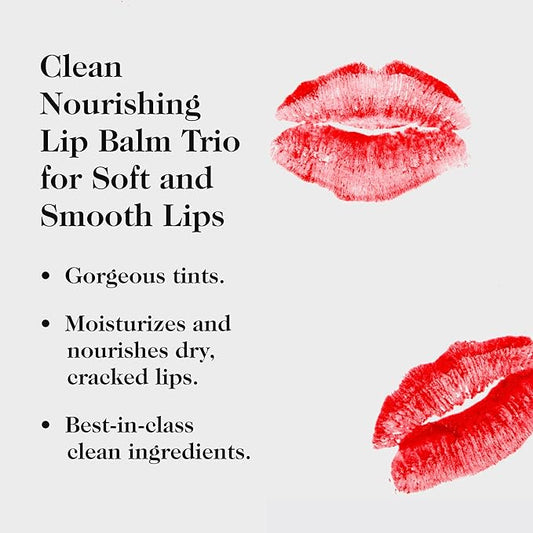 goop Beauty Lip Balm Trio | Clean Moisturizer for Chapped, Cracked & Dry Lips | Clear, Peony, & Tomato | Tinted for Sheer Color | Petroleum Free | 0.16 fl oz Each