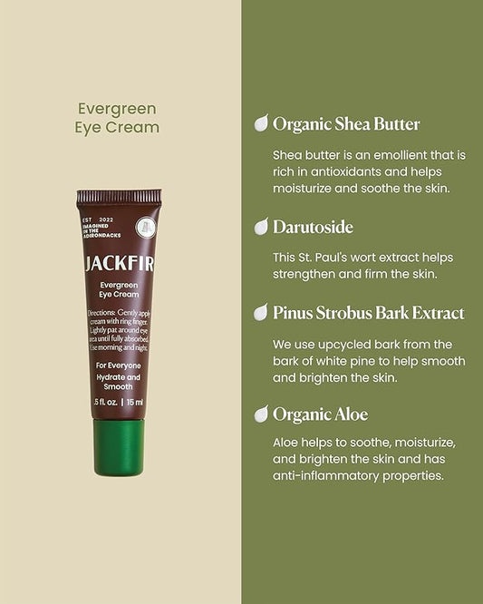 The Evergreen Eye Cream, Natural Eye Cream for Men, Helps Reduce Puffiness and Brighten Under Eye Dark Circles, EWG Verified, Organic Ingredients, For All Skin Types, 0.5 Fl Oz