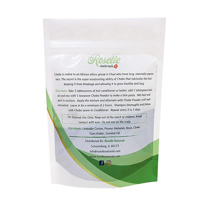 Roselle Naturals Chebe Powder Imported from Chad, Africa 20g - African Chebe Powder for Hair Growth, Deep Moisturizing Hair Growth, Chebe Hair Mask