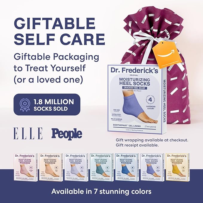 Dr. Frederick's Original Moisturizing Fuzzy Heel Socks - 2 Pairs - Cozy Gel-Lined Sleep Socks for Women & Men - Soothes Dry, Cracked Feet - Heel Repair - Lavender Luxury