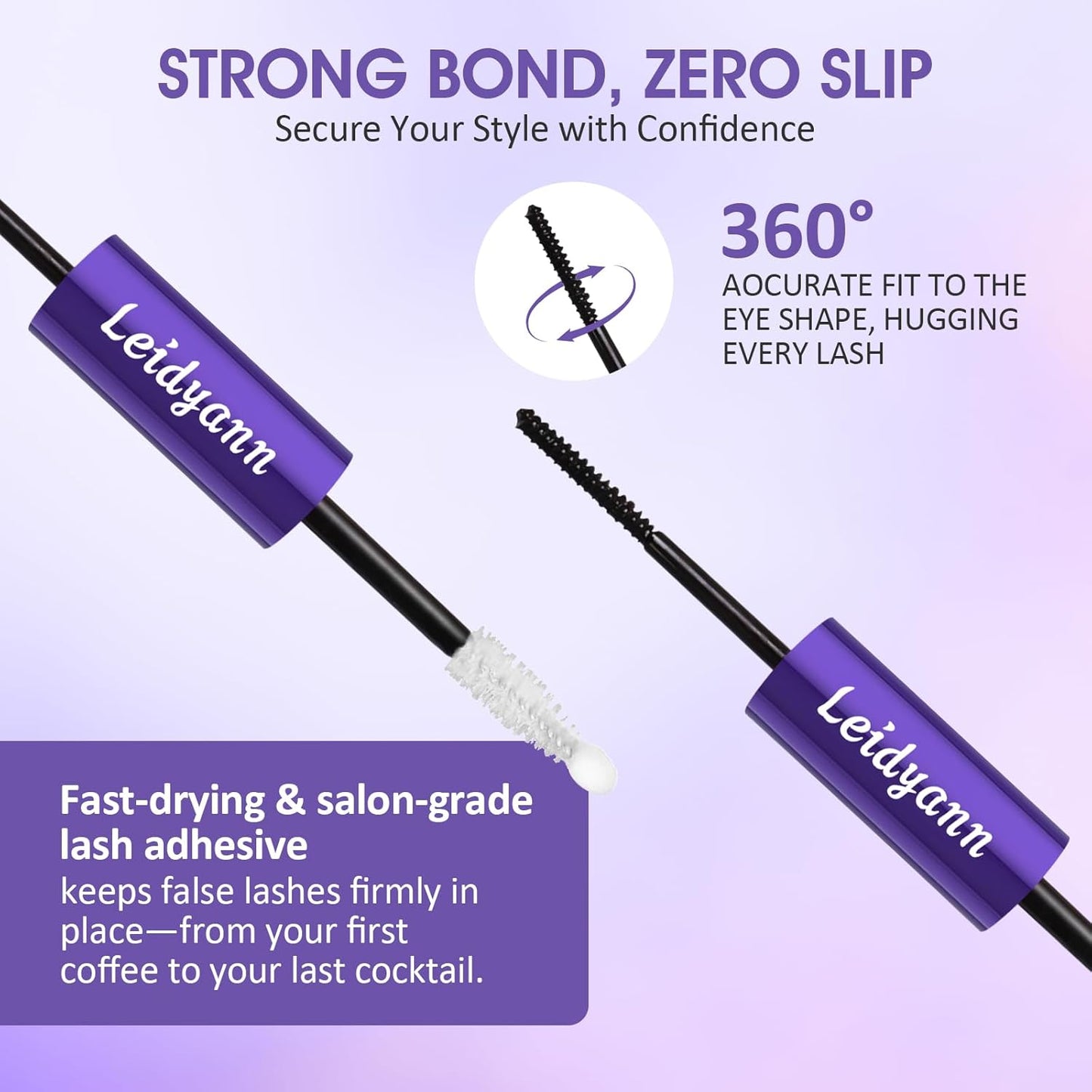 Eyelash Glue and Lash Bond & Seal, 72H Waterproof Cluster Lash Glue for Eyelash Extensions, Long-Lasting & Non-Irritating, 2-in-1 Bond and Seal for Lash Clusters