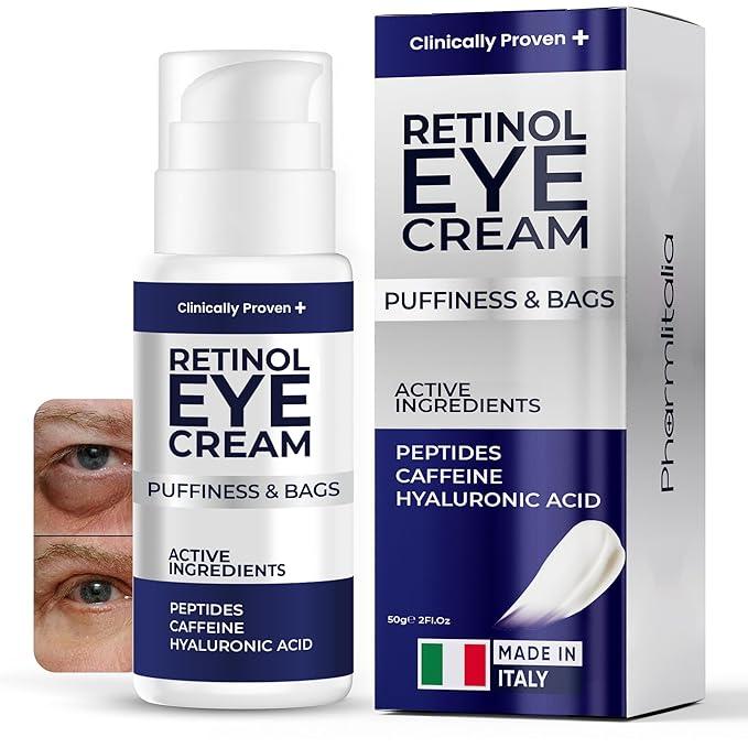 Under Eye Cream for Puffiness and Bags Under Eyes, Eye Bags Treatment for Men & Women - Anti Wrinkle Cream for Dark Circles, Baggy Eyes Treatment for Women with Retinol, Hyaluronic Acid & Caffeine
