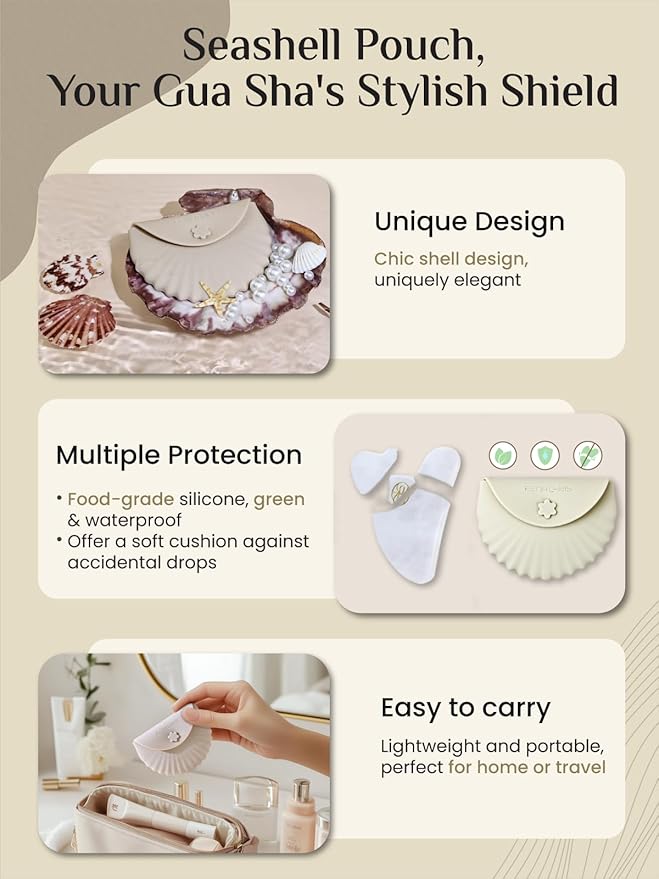 Rena Chris Gua Sha Facial Tools-Ergonomic White Jade Gua Sha for Face Massage, Jawline Sculpting & Puffiness Reduction with Silicone Case (White)