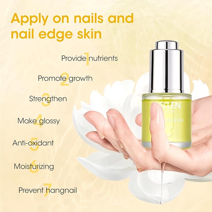 Gellen Nail and Cuticle Oil for Growth Strength, Radiant Vitamin E Nail Growth Oil, Organic Skin Cuticle Nail Care Moisturizer Nourishing Oil for Hydrating, Moisturizing, Strengthening, Repairing