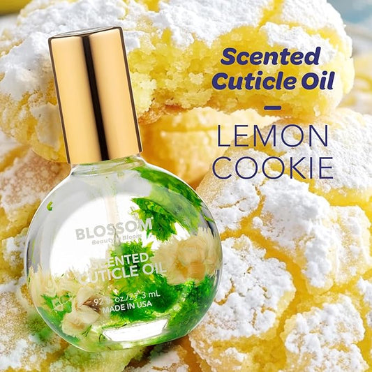 Blossom Cuticle Oil for Nails, Hydrating, Moisturizing, Scented Nail Oil Cuticle Care, Infused with Real Flowers, Made in USA, 0.92 fl. oz, Lemon Cookie