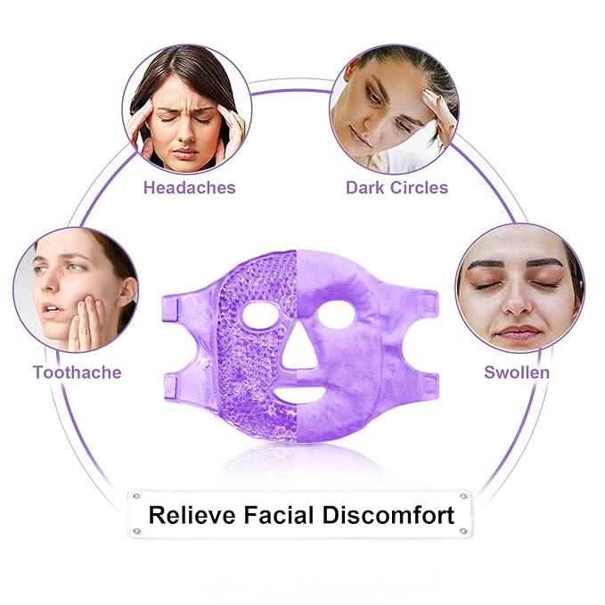 Bundle of CONBELLA Cold Face Eye Masks Ice Face Mask Hot Cold Compress and CONBELLA Ice Face Mask and 2PCS Silicone Face Mask Cover Set