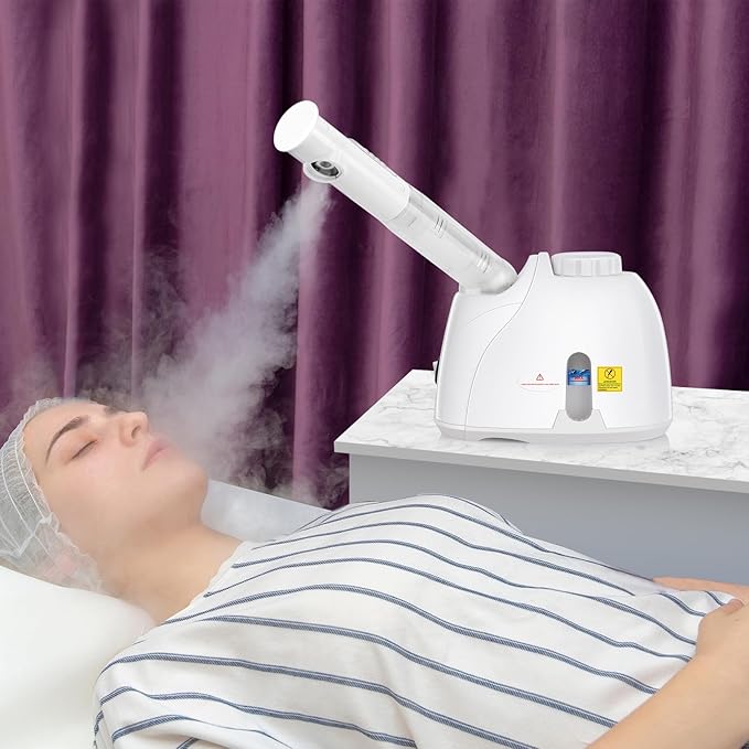 NewWay Facial Steamer Plus Extendable Arm Steaming Warm Mist Humidifier for Face Spa Sinuses Moisturizing, Salon or Homeuse