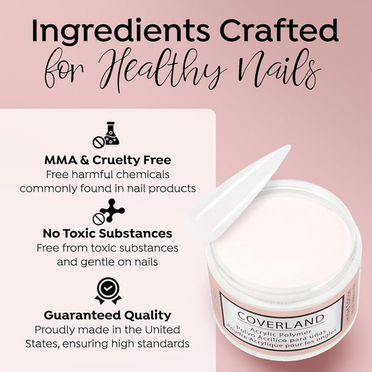 TONES Coverland Acrylic Powder | Perfect White | 3.5Oz | Limited Edition | Professional Nail Enhancement | Strong - Long Lasting Formula | Bubble Free Finish