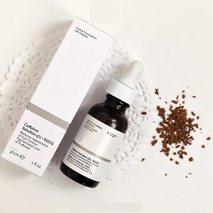 Two Pack Caffeine Solution 5% + EGCG, Depuffing Eye Serum for Dark Circles and Tired Eyes with Honey Hand Cream Bundle