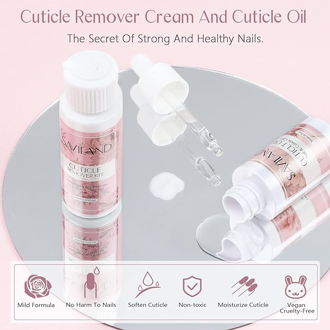 Saviland Cuticle Remover and Cuticle Oil Kit and Liquid Latex for Nails