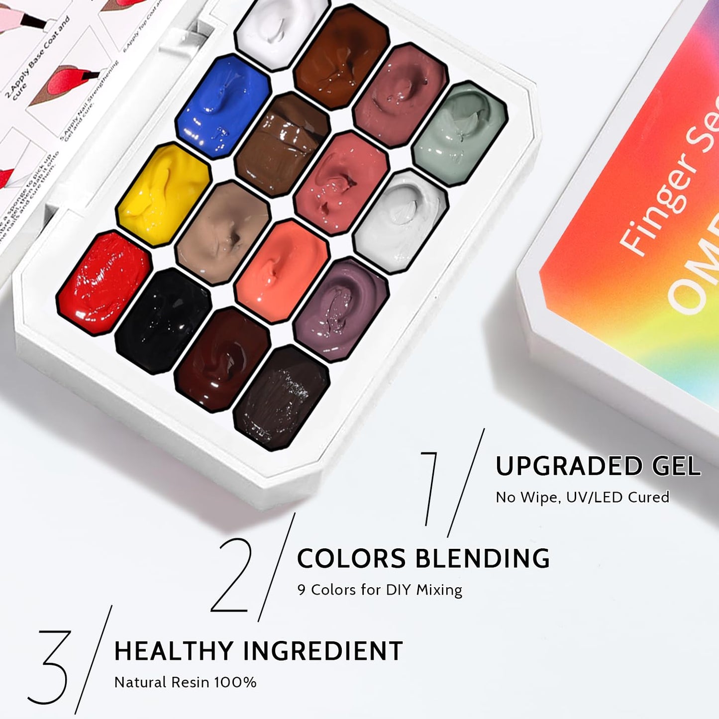 Sponge Pat Paint Nail Gel, Ombre Nails Gradient Gel Nail Blush Blooming Aura Nails Drawing Stripper Floral Painting DIY Nail Art, No Wipe, UV/LED Curing (16 Colors C)