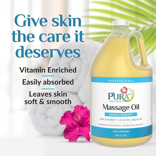PURA Arnica Oil - Unscented Deep Tissue Massage Therapy, Hypoallergenic, 128oz