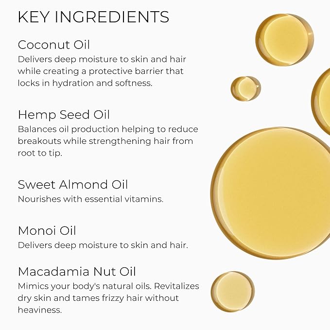 Body & Hair Shimmer Oil | Pool Boy Coconut Vanilla Scent Lightweight Oil for Luxurious Radiant Glow and Hydration for Body, Hair & Face 3.4oz, Coconut, Praline, Sandalwood, Vanilla