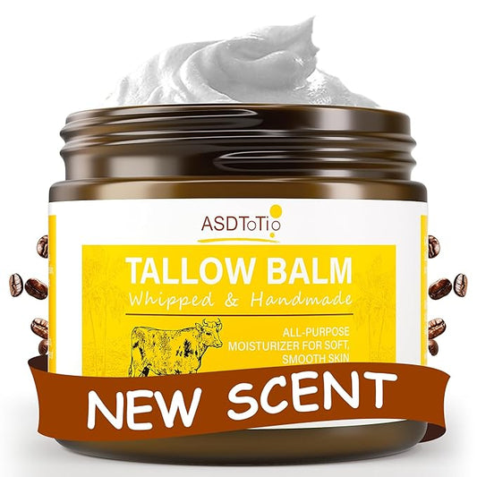 Handmade Whipped Tallow Balm for Skin Care- All Natural Grass Fed Beef Tallow All Purpose Balm,Face and Body Moisturizing Cream, Tallow Balm For Dry Skin- 2 oz