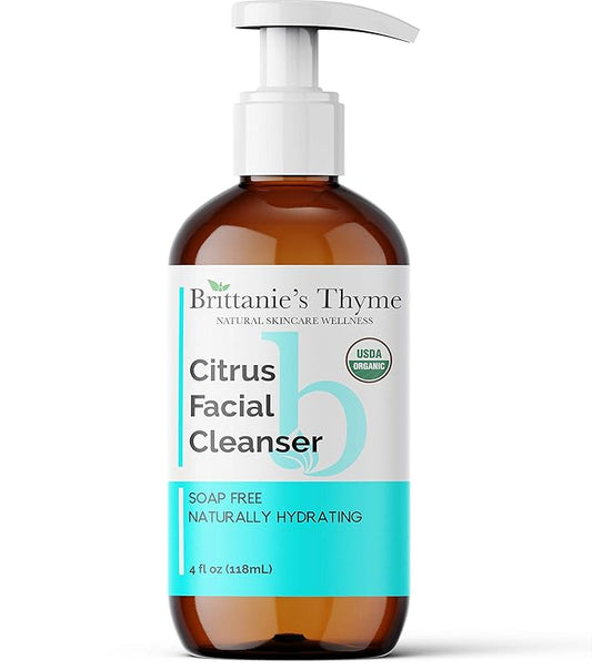 Organic Citrus Facial Cleanser Wash, 4 oz | 100% Natural, Skin Clearing Soap, Anti Blemish, Fights Acne, Non Drying, Non Oily. No Harmful Chemicals. For Women and Men.
