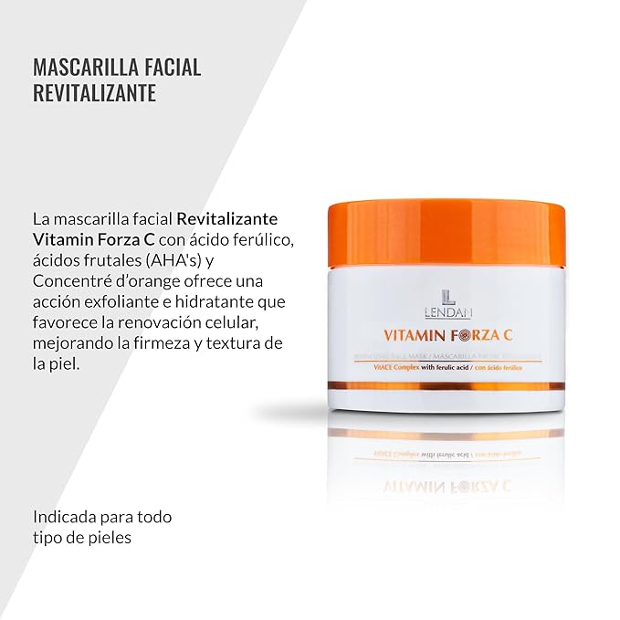 Lendan - Revitalizing Facial Mask Vitamin Forza C - 200 ml - Exfoliating and Hydrating Formula - Helps Improve Skin Texture - Helps Promote a Radiant Appearance - With AHA and Aloe Vera