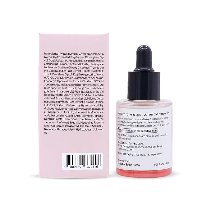 [Redence] 5% Niacinamide & 605,395ppm Natural Vitamin C Tone & Spot Serum for glow & Hydration - Gentle, Non-Sticky for Sensitive Skin, 1 fl Oz