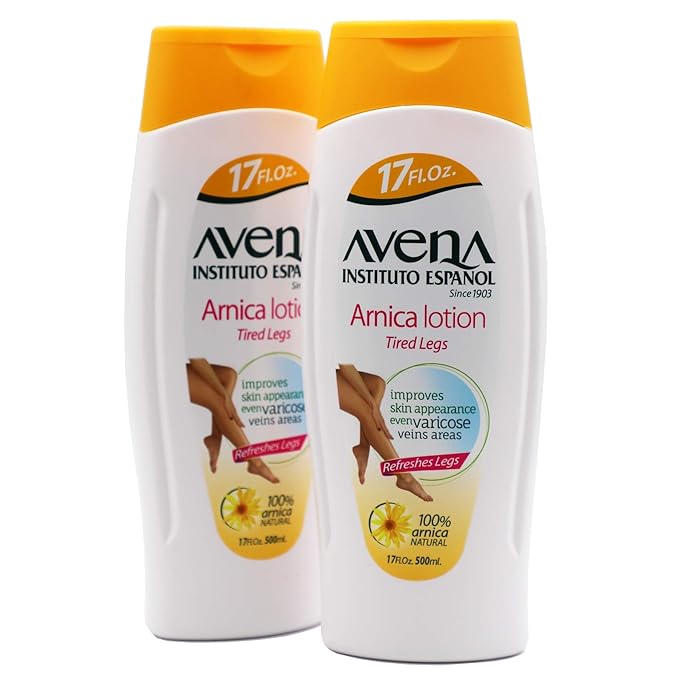 Avena Instituto Español Arnica Lotion Tired Legs, Improves Skin Appearance, Even Varicose Veins Areas, Refreshes Legs, 2-Pack of 17 FL Oz each, 2 Bottles