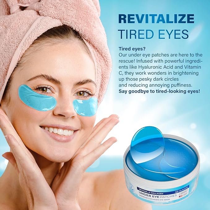Under Eye Patches for Puffy Eyes: 55 Count Retinol Collagen Eye Gels Pads - Anti-Aging & Rejuvenating Eye Masks Women, Men