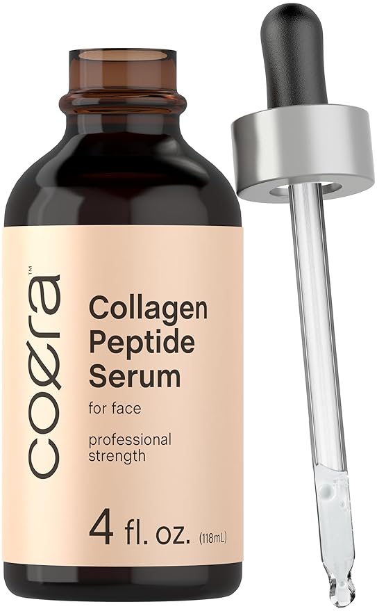 Coera Collagen Serum for Face | 4 fl oz | with Verisol | Professional Strength Peptide Formula | Free of Parabens, SLS, & Fragrances | Packaging May Vary