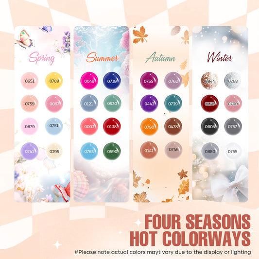 MEFA 60 Pcs Gel Nail Polish Kit with U V Light, 32 Colors All Seasons Nude Gel Nail Polish Set with Base and Matte/Glossy Glitter Top Coat Nail Art DIY Decorations Manicure Tools Gifts for Women