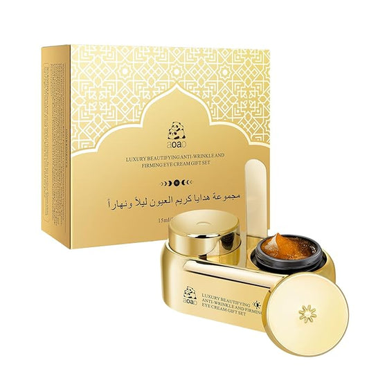 AOAO Luxury Day & Night Eye Cream Gift Set – Anti-Aging & Firming Eye Cream with Peptides, Niacinamide, Caffeine & Hyaluronic Acid for Dark Circles, Wrinkles, Puffiness – 15ml/0.507fl.oz